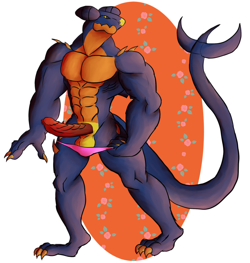 anthro balls clothing daikuhiroshiama dragon garchomp male nintendo penis pok&eacute;mon pok&eacute;mon_(species) presenting scalie solo speedo swimsuit video_games