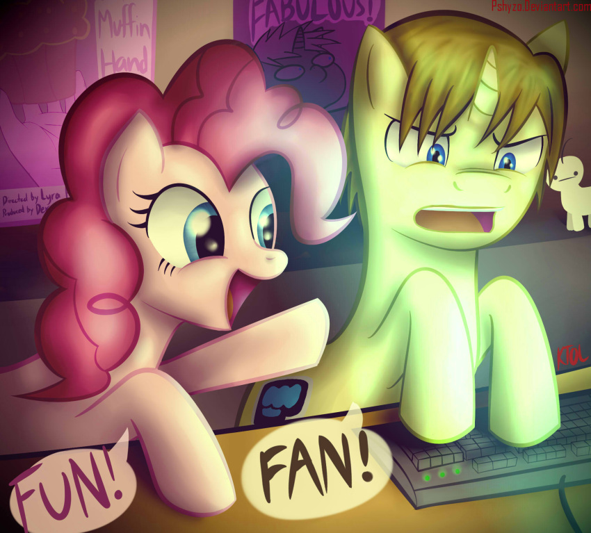 2014 crossover cute duo earth_pony equine female feral friendship_is_magic horn horse mammal my_little_pony pewdiepie pinkie_pie_(mlp) pony profanity pshyzo smile swedish_text text unicorn