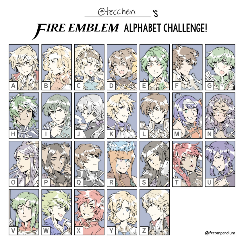 armor bare_shoulders black_hair blonde_hair blue_eyes blue_hair bracelet breastplate brown_eyes brown_hair bunny_ears camus cape cat_ears cheine clair_(fire_emblem) cuan_(fire_emblem) dress dyute_(fire_emblem) elincia_ridell_crimea fingerless_gloves fire_emblem fire_emblem:_akatsuki_no_megami fire_emblem:_fuuin_no_tsurugi fire_emblem:_kakusei fire_emblem:_monshou_no_nazo fire_emblem:_rekka_no_ken fire_emblem:_seima_no_kouseki fire_emblem:_seisen_no_keifu fire_emblem:_souen_no_kiseki fire_emblem:_thracia_776 fire_emblem_echoes:_mou_hitori_no_eiyuuou fire_emblem_heroes fire_emblem_if frederik_(fire_emblem) gloves gordon_(fire_emblem) green_eyes green_hair hairband headband heath helmet highres innes jewelry joker_(fire_emblem_if) klein_(fire_emblem) leaf_(fire_emblem) long_hair looking_at_viewer multiple_boys multiple_girls nyx_(fire_emblem_if) open_mouth orochi_(fire_emblem_if) ponytail ranulf red_eyes red_hair short_hair shoulder_armor silver_hair smile tecchen tethys twintails ursula_(fire_emblem) velvet_(fire_emblem) wayu_(fire_emblem) weapon white_hairband wolt yumina_(fire_emblem)