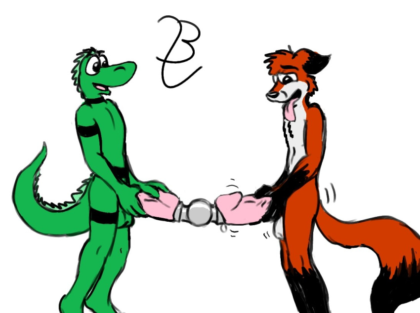 2012 balls brave_ulysses canine fox male male/male mammal open_mouth penis scalie tongue tongue_out urethral