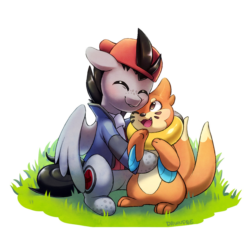 2018 2_tails :3 alpha_channel backwards_hat black_eyes black_hair blush bottomless buizel celebi-yoshi clothed clothing crossover cute cutie_mark duo equine eyebrows eyes_closed fan_character feathered_wings feathers feral fin floppy_ears freckles grass grey_feathers grin hair hat hooves hug jacket male mammal multi_tail my_little_pony nintendo nude one_eye_closed open_mouth open_smile outside paws pegasus pok&eacute;mon pok&eacute;mon_(species) scarf shadow shirt signature simple_background sitting smile teeth transparent_background video_games whiskers wings