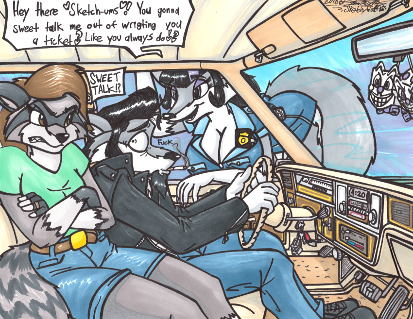 breasts canine car female foxy_caine greaser king_dice mammal procyonid purple_eyes raccoon rebecca_koon rockabilly sketchy_wolf sketchywolf sketchywolf-13 vehicle