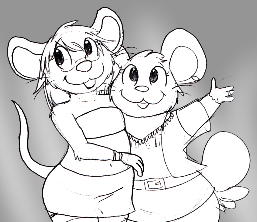 anthro clothed clothing cute duo female grey_background hamster mammal mouse nishi oxynard rex(mouse) rodent simple_background