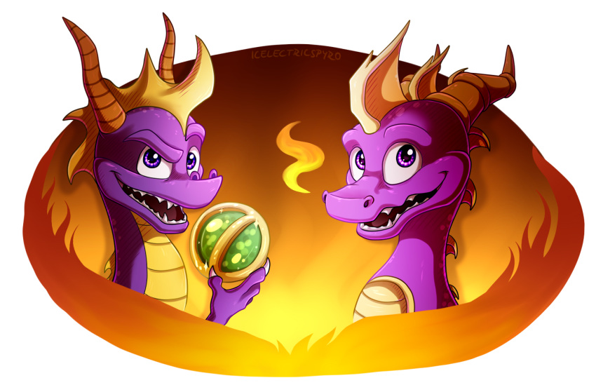 2017 digital_media_(artwork) dragon horn icelectricspyro open_mouth purple_eyes smile spines spyro spyro_the_dragon teeth video_games