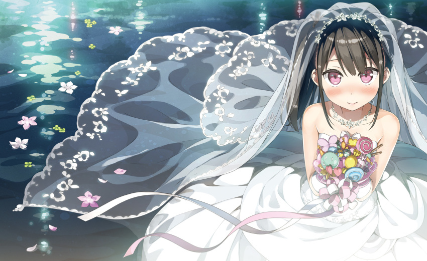 dress kantoku shizuku_(kantoku) wallpaper wedding_dress wet_clothes