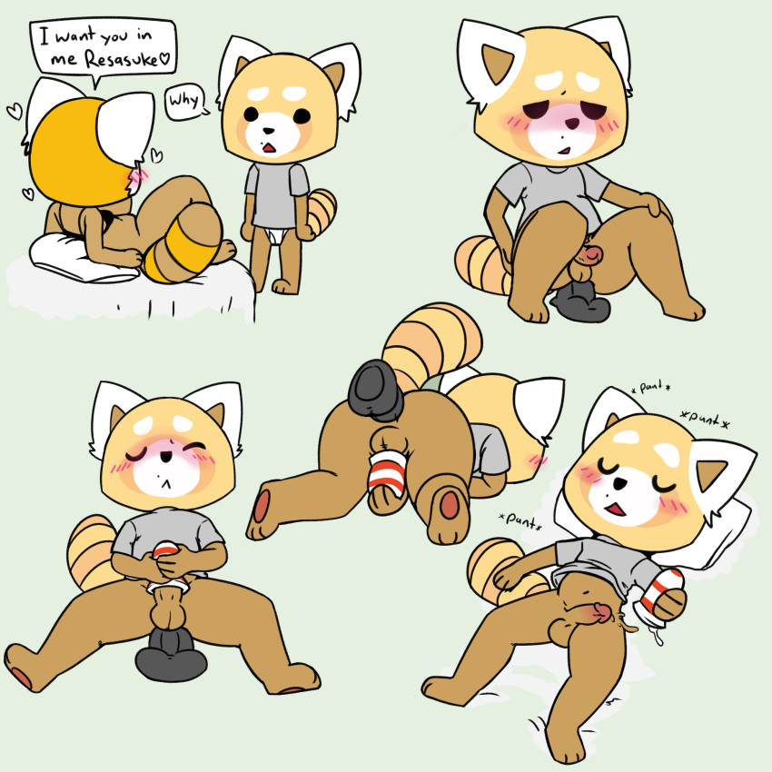 aggressive_retsuko anal anal_masturbation anal_penetration anthro balls dildo female fernut inviting male male/female mammal masturbation penetrable_sex_toy penetration penile_masturbation penis red_panda resasuke retsuko sanrio sex_toy toying_self