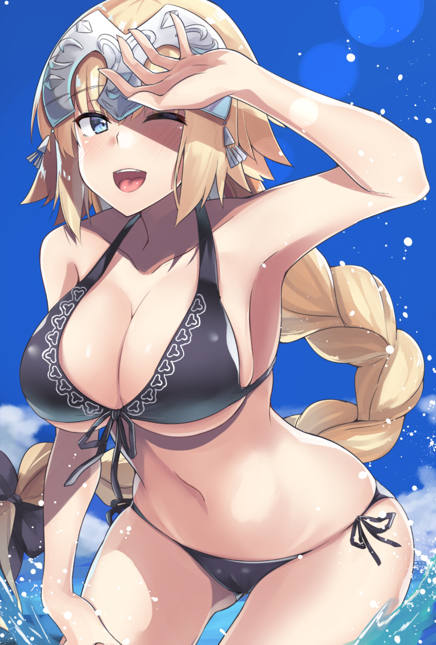 bikini cleavage fate/apocrypha fate/grand_order fate/stay_night jeanne_d'arc jeanne_d'arc_(fate) kazami_chiu swimsuits underboob wet