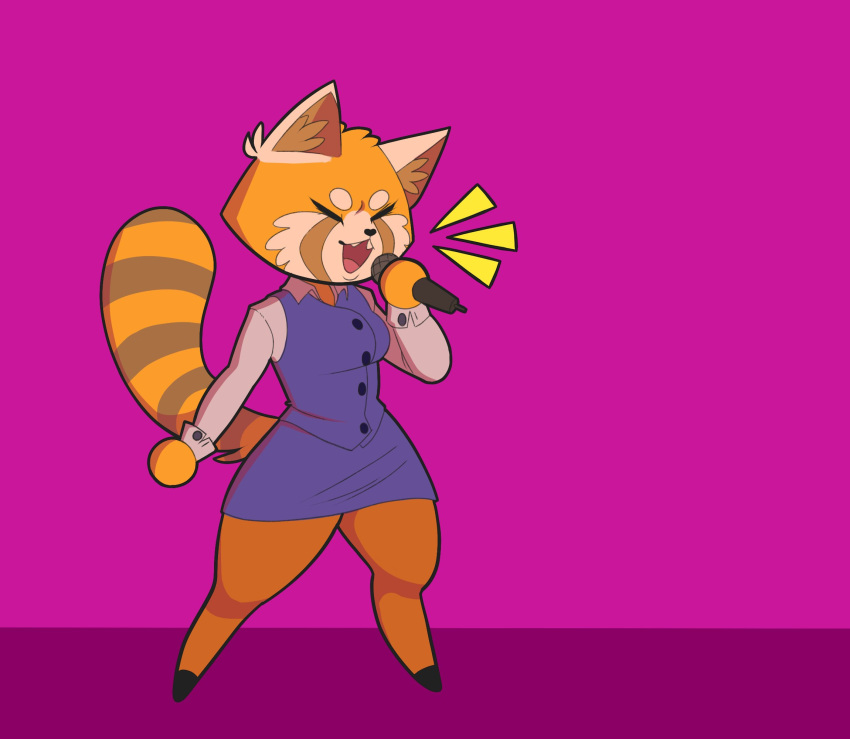 2018 aggressive_retsuko anthro clothing digital_media_(artwork) eyelashes female hi_res loomins mammal microphone red_panda retsuko sanrio simple_background solo