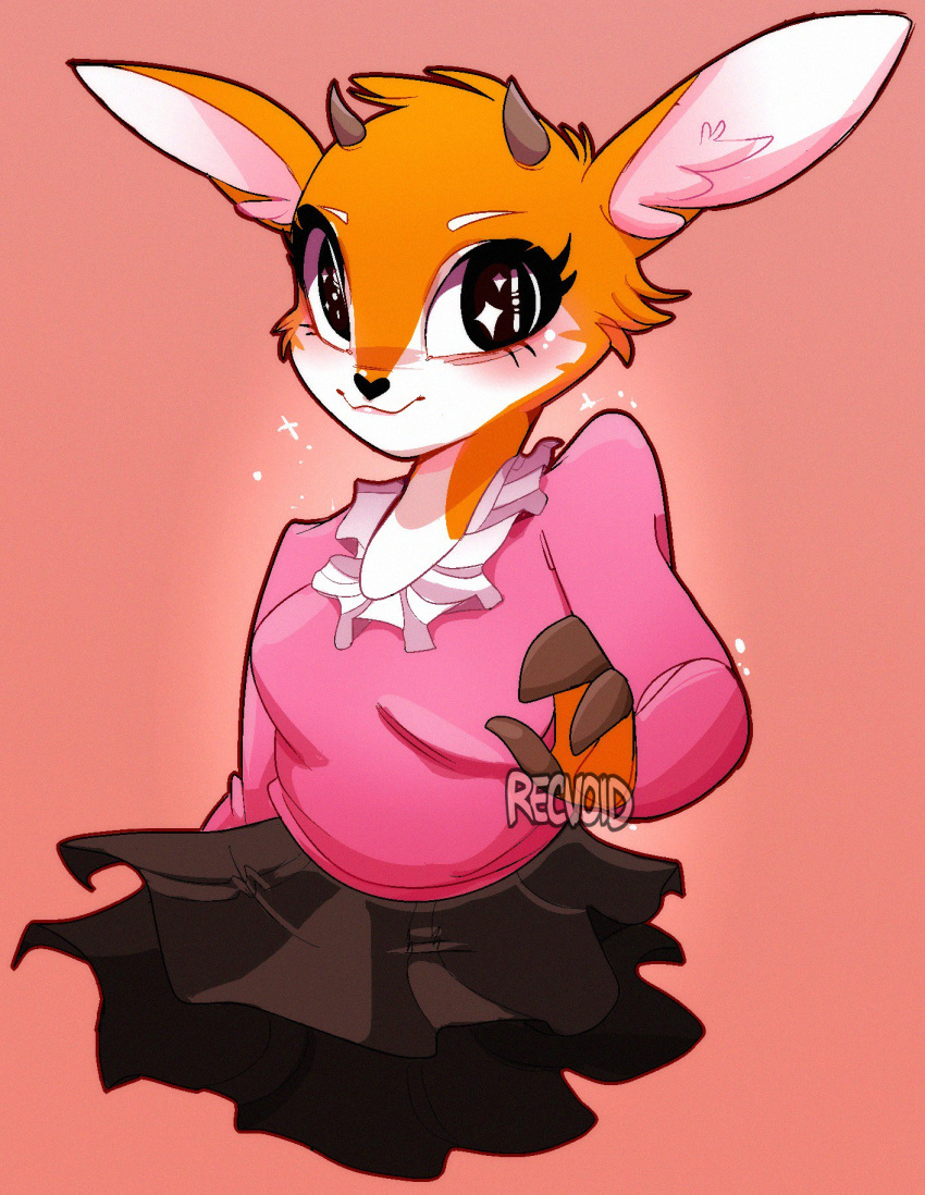 2018 aggressive_retsuko antelope anthro clothing digital_media_(artwork) eyelashes female gazelle horn mammal sanrio tsunoda void_(artist)