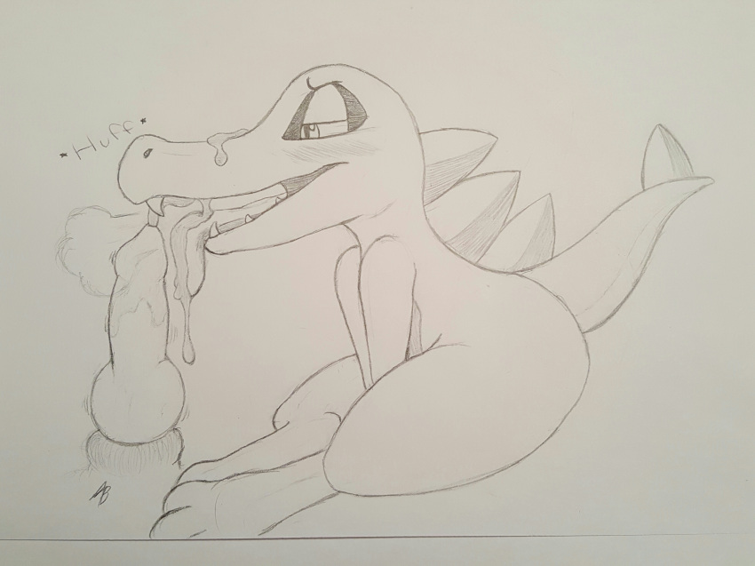 adamb/fluffy ambiguous_gender animal_genitalia animal_penis canine_penis cum cum_drip cum_in_mouth cum_inside disembodied_penis dripping erection licking male nintendo open_mouth oral orgasm penis pok&eacute;mon pok&eacute;mon_(species) saliva scalie simple_background sitting sketch solo_focus tongue tongue_out totodile traditional_media_(artwork) video_games