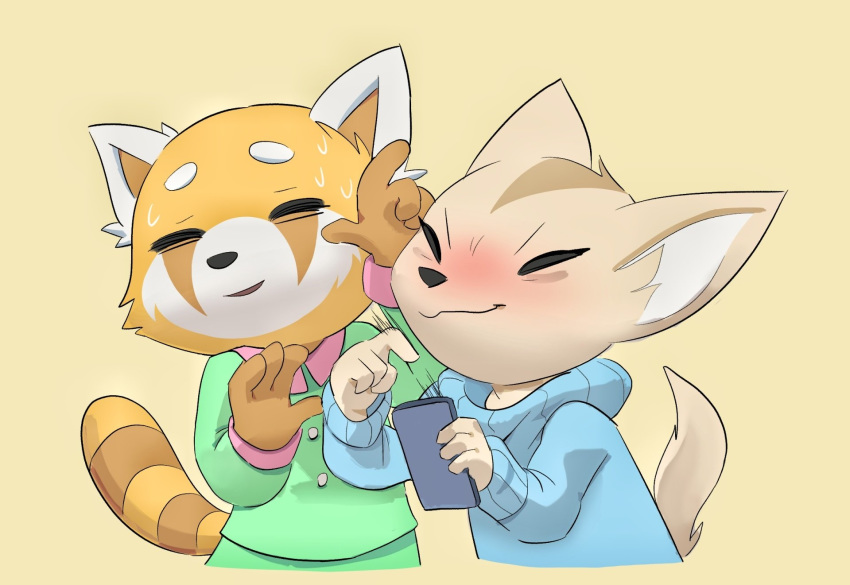 2018 aggressive_retsuko anthro canine clothing digital_media_(artwork) dvdfu female fennec fenneko fox fur hi_res mammal red_panda retsuko sanrio simple_background