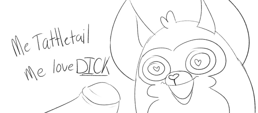 &lt;3 &lt;3_eyes 2017 ambiguous_gender black_and_white dialogue english_text erection humanoid_penis humor male male/ambiguous mammal monochrome open_mouth penis simple_background sketch tattletail tattletail_(character) tattletail_(species) text unnecessaryfansmut what white_background