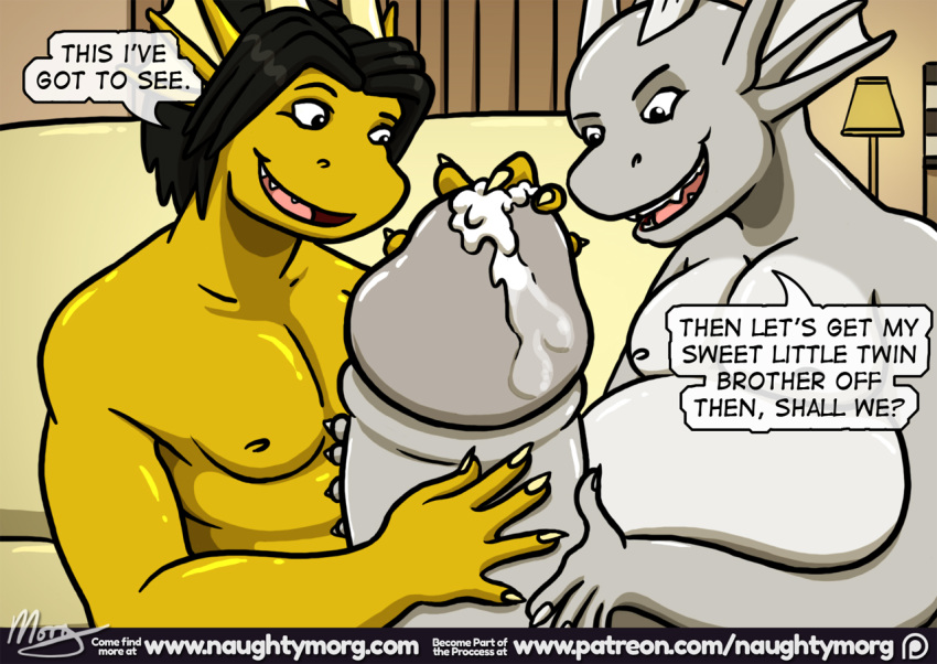 anthro comic dragon hyper hyper_penis inflation male male/male naughtymorg penis