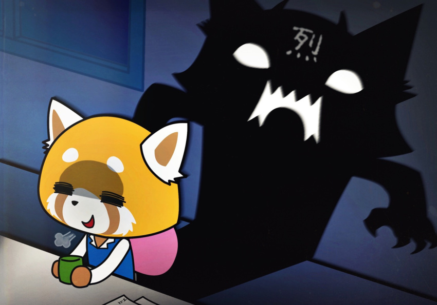 2018 aggressive_retsuko angry anthro clothed clothing eyes_closed female fur jessie-katcat_(artist) mammal orange_fur red_panda retsuko sanrio sitting solo