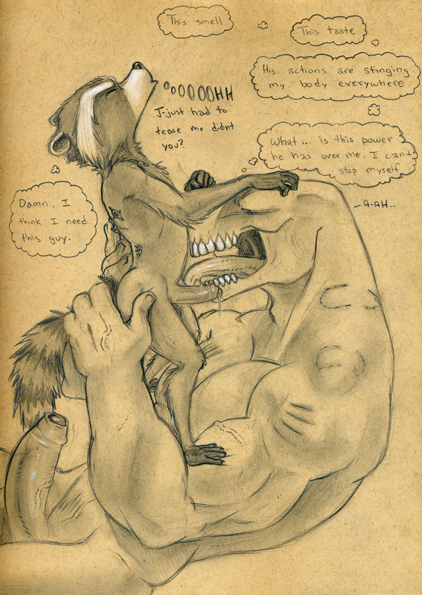 anthro beta_ray_bill duo guardians_of_the_galaxy humanoid_penis male male/male mammal marvel penis procyonid raccoon rocket_raccoon size_difference tush uncut