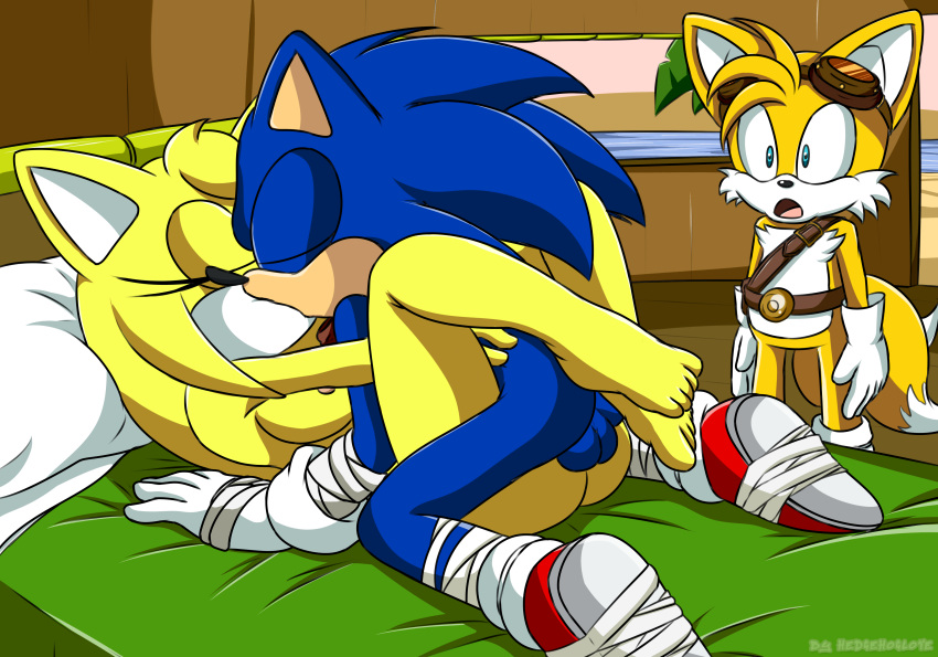 absurd_res adultery ambiguous_penetration anthro balls bed breasts canine caught cheating clothing eyes_closed female fox fur gloves hedgehog hedgehoglove hi_res kissing leg_wrap male male/female mammal miles_prower nude orange_fur penetration sex sonic_(series) sonic_boom sonic_the_hedgehog video_games yellow_fur zooey_the_fox