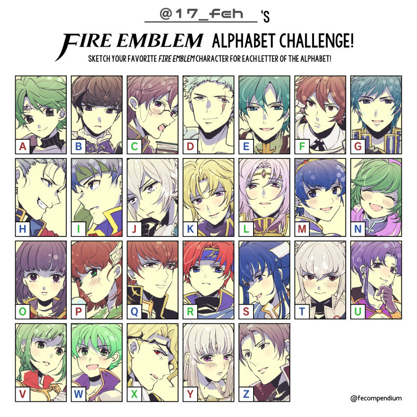 armor berkut_(fire_emblem) black_armor black_hair blue_armor blue_eyes blue_hair blush brown_hair canas cape celice_(fire_emblem) character_request circlet cuan_(fire_emblem) dieck ephraim fire_emblem fire_emblem:_fuuin_no_tsurugi fire_emblem:_kakusei fire_emblem:_monshou_no_nazo fire_emblem:_rekka_no_ken fire_emblem:_seima_no_kouseki fire_emblem:_seisen_no_keifu fire_emblem:_souen_no_kiseki fire_emblem_echoes:_mou_hitori_no_eiyuuou fire_emblem_heroes fire_emblem_if frederik_(fire_emblem) geoffrey_(fire_emblem) gloves green_eyes green_hair hairband hasebe_(17_feh) hector_(fire_emblem) highres ike joker_(fire_emblem_if) klein_(fire_emblem) lavender_hair long_hair looking_at_viewer lyon_(fire_emblem) marks_(fire_emblem_if) marth multiple_boys nino_(fire_emblem) olwen_(fire_emblem) open_mouth priscilla_(fire_emblem) purple_eyes purple_hair purple_hairband red_hair roy_(fire_emblem) short_hair smile takumi_(fire_emblem_if) tiara ursula_(fire_emblem) vanessa_(fire_emblem) very_long_hair wolt yuria_(fire_emblem) zelgius