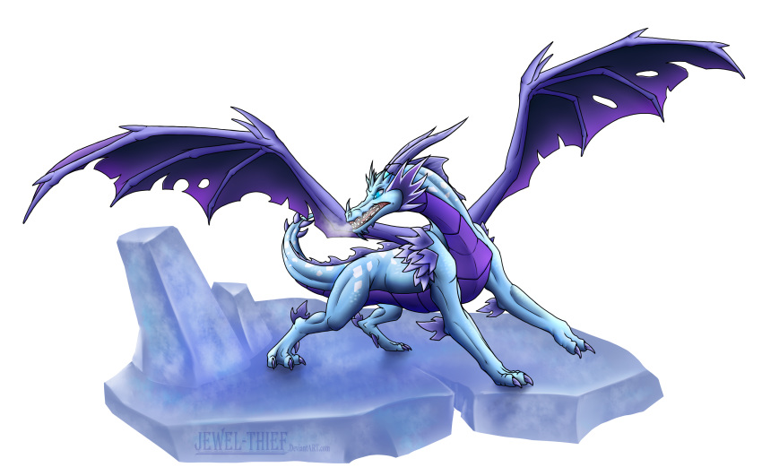 2013 alpha_channel claws cyril digital_media_(artwork) dragon feral ice jewel-thief male membranous_wings open_mouth scalie simple_background solo standing teeth transparent_background w western_dragon wings