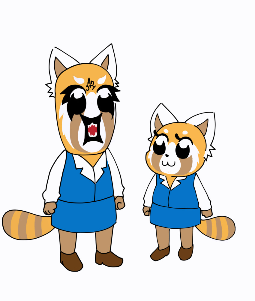 2018 :3 aggressive_retsuko anthro clothing digital_media_(artwork) eyelashes female footwear mammal parody pop_team_epic poptepipic red_panda retsuko sanrio simple_background standing stare tov uniform white_background