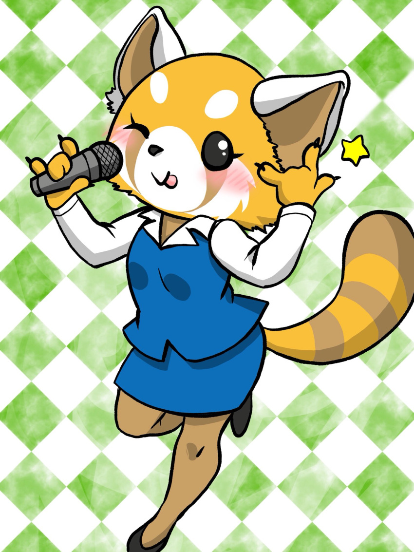 2018 aggressive_retsuko anthro clothed clothing digital_media_(artwork) female mammal nzuuure red_panda retsuko sanrio simple_background solo