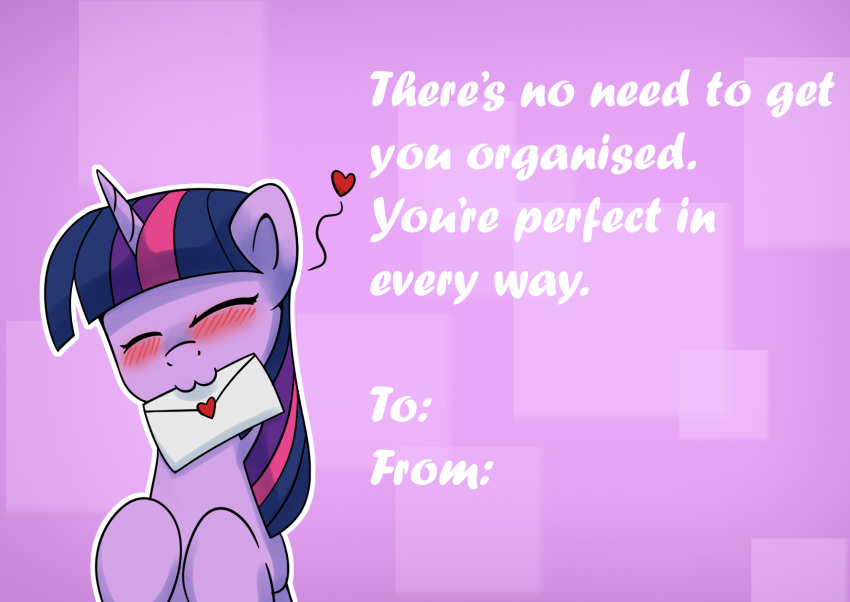 &lt;3 2017 :3 anticularpony english_text equine eyes_closed female feral friendship_is_magic hair holidays horn letter mammal multicolored_hair my_little_pony object_in_mouth simple_background solo text twilight_sparkle_(mlp) unicorn unicorn_horn valentine's_day