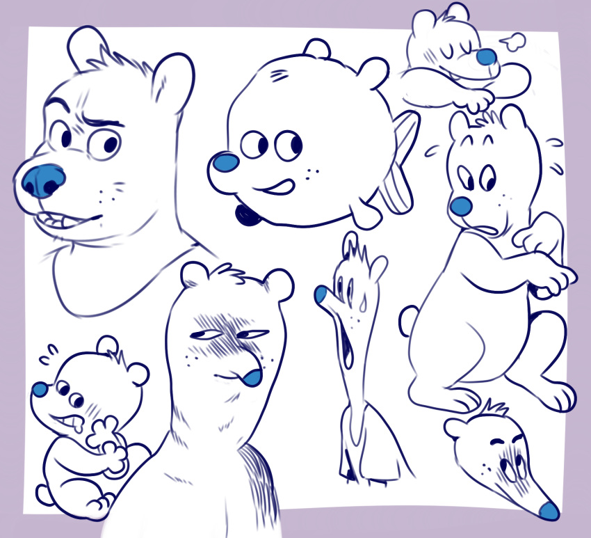 anthro bear creepy fish glitter_trap_boy glitter_trap_boy_(character) line_art mammal marine sketch toony what