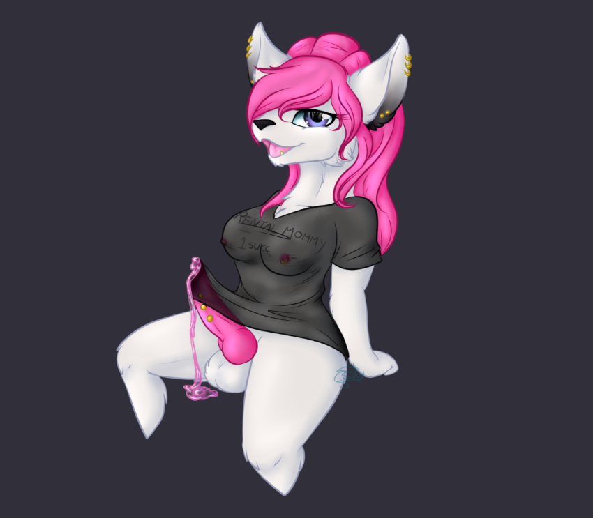 2018 alternate_color breasts canine clothing cum dickgirl fox genital_piercing hair intersex long_hair looking_at_viewer mammal nintendo nipple_piercing nipples piercing pok&eacute;mon pok&eacute;mon_(species) silent_shadow_design_(artist) simple_background solo translucent transparent_clothing video_games vulpix zoey_v_(character)