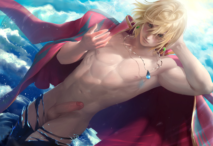 howl howl_no_ugoku_shiro male official_watermark penis sakimichan torn_clothes uncensored