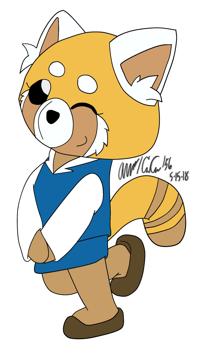 aggressive_retsuko anthro clothing creativecreature156 cute female mammal one_eye_closed red_panda retsuko sanrio smile wink work_clothes