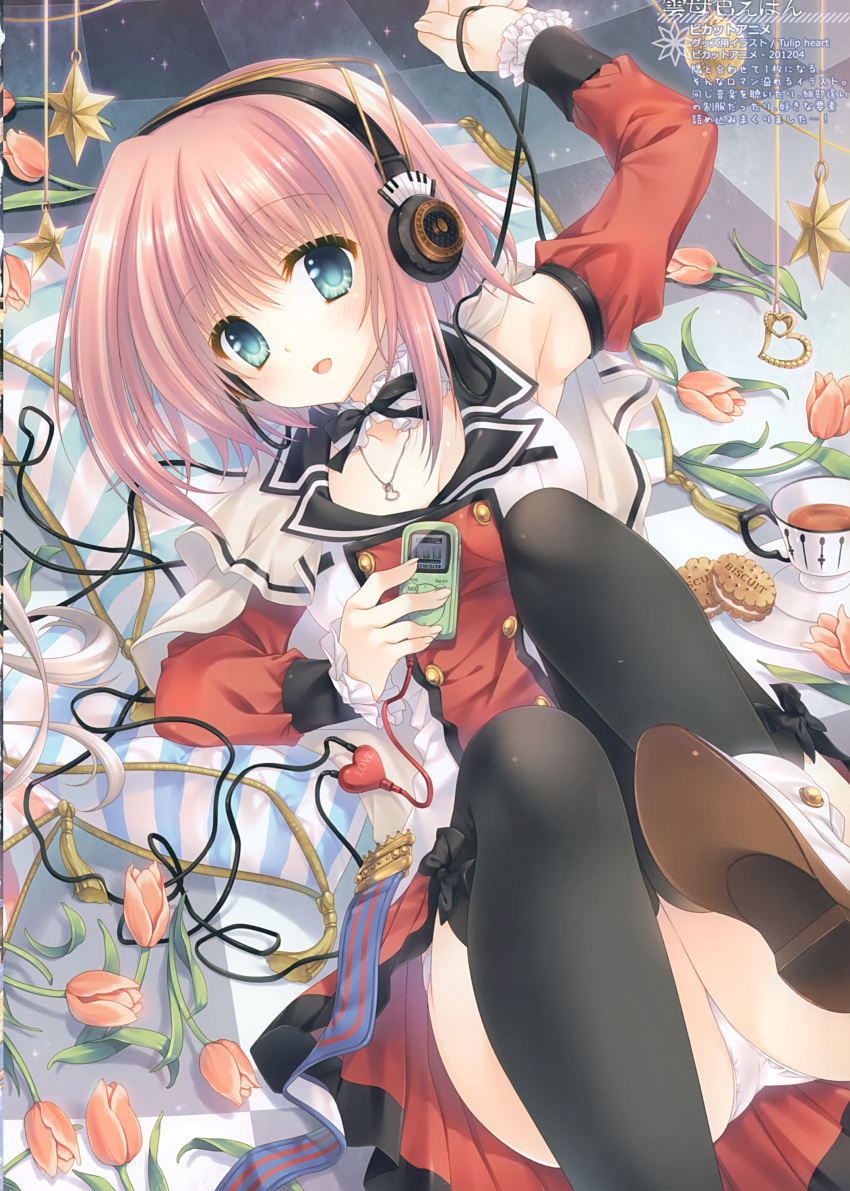 autographed headphones pantsu possible_duplicate tatekawa_mako thighhighs