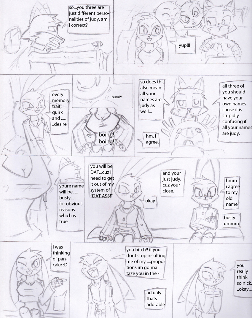 angry anthro big_breasts breasts canine car clothing comic disney female fox judy_hopps lagomorph male mammal nick_wilde pace2n9tmaker rabbit simple_background teasing vehicle zootopia