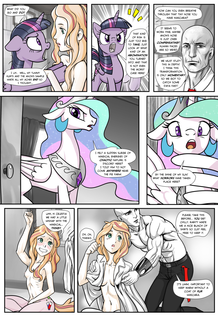 2016 anon breasts clothed clothing comic cutie_mark dialogue english_text equine fan_character feathered_wings feathers female feral friendship_is_magic fur green_eyes group hair hi_res horn horse human hybrid male mammal mascara_maroon multicolored_hair my_little_pony necktie nipples nude open_mouth pencils_(artist) pony princess_celestia_(mlp) purple_eyes tears text twilight_sparkle_(mlp) white_feathers white_fur winged_unicorn wings