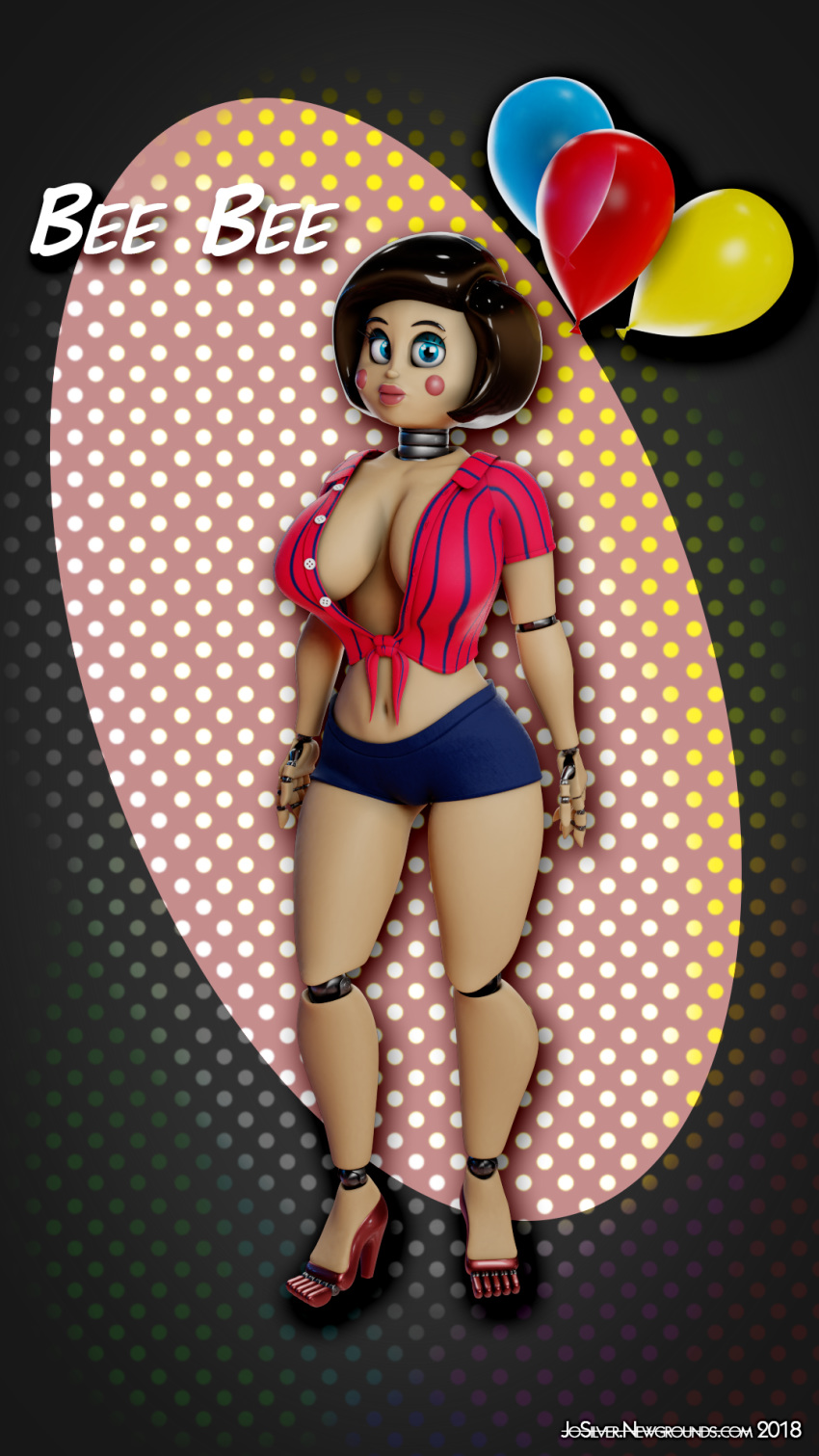 3d_(artwork) animatronic balloon balloon_boy_(fnaf) breasts cleavage clothed clothing digital_media_(artwork) female five_nights_at_freddy's five_nights_at_freddy's_2 hi_res humanoid josilver lips looking_at_viewer machine not_furry robot solo video_games