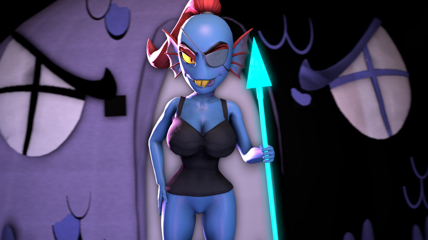 3d_(artwork) breasts clothing digital_media_(artwork) female fish marine nude pussy saygoodbye-sfm solo source_filmmaker undertale video_games