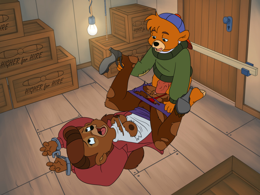 anthro anvil_position bear breasts disney duo erection female forced handcuffs hi_res kit_cloudkicker legs_up looking_down looking_up lying male male/female mammal mother nipples on_back parent penetration penis rape rebecca_cunningham sex shackles talespin vaginal vaginal_penetration young