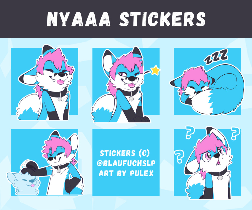 bluefox canine cute fox mammal nyaaa_foxx pack pulex sticker stickerpack telegram
