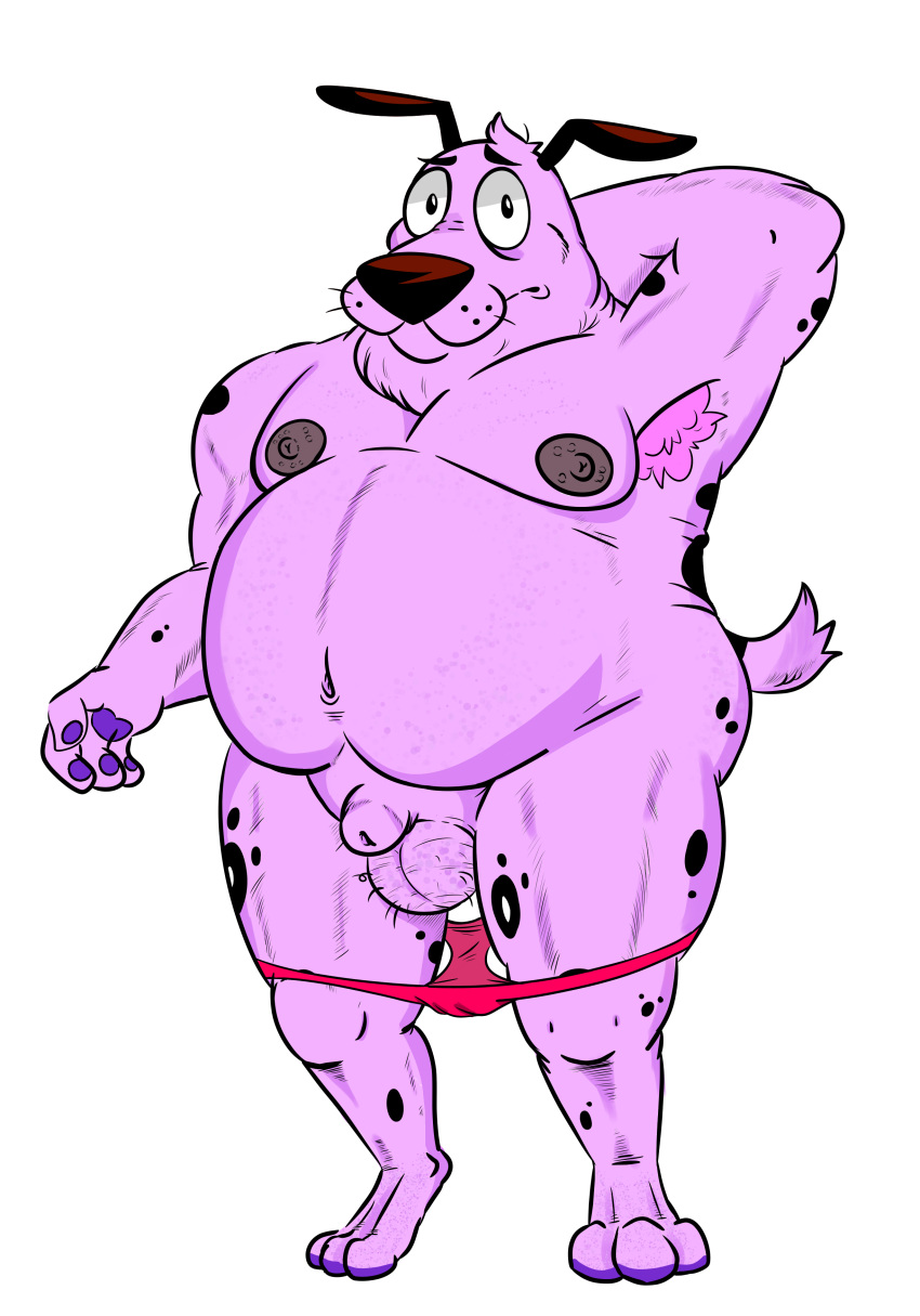 anthro balls canine cartoon_network courage courage_the_cowardly_dog dog fur male mammal nipples nude penis pink_fur slightly_chubby solo source_request unknown_artist