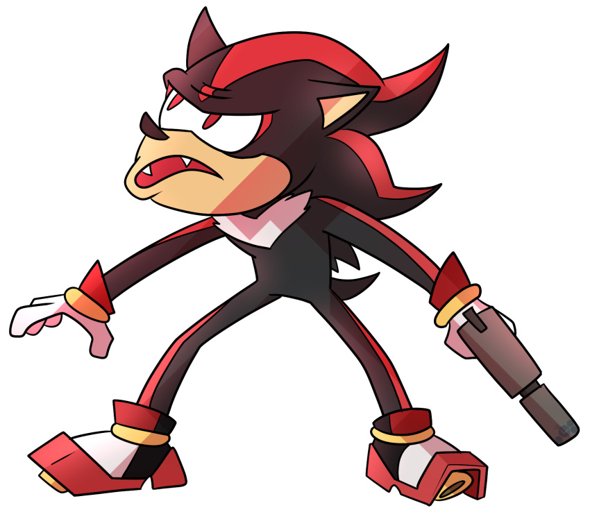 alpha_channel clothing fangs footwear gun hedgehog male mammal meme potoobrigham ranged_weapon shadow_the_hedgehog shoes simple_background sonic_(series) spikes translucent transparent_background weapon