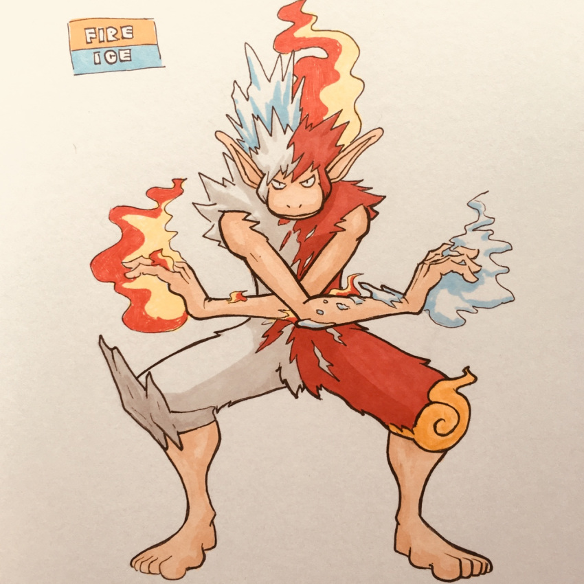 2018 5_toes alternate_color alternate_species ambiguous_gender anthro athletic biped black_eyes chimerism crossed_arms crossover crotch_tuft elemental english_text fak&eacute;mon feet fighting_stance fire fire_elemental fire_magic firefightdex flaming_hair front_view full-length_portrait fur furrification hair hatching_(technique) hi_res humanoid_feet humanoid_hands hybrid ice ice_elemental ice_magic infernape looking_at_viewer magic_user mammal marker_(artwork) mfanjul mixed_media multicolored_fur my_hero_academia nintendo nude pen_(artwork) plantigrade pok&eacute;mon pok&eacute;mon_(species) portrait primate red_fur shadow shoulder_tuft simple_background smile smirk smug solo spread_legs spreading standing tan_skin text todoroki_shouto toes toony traditional_media_(artwork) two_tone_fur video_games white_background white_fur wide_stance