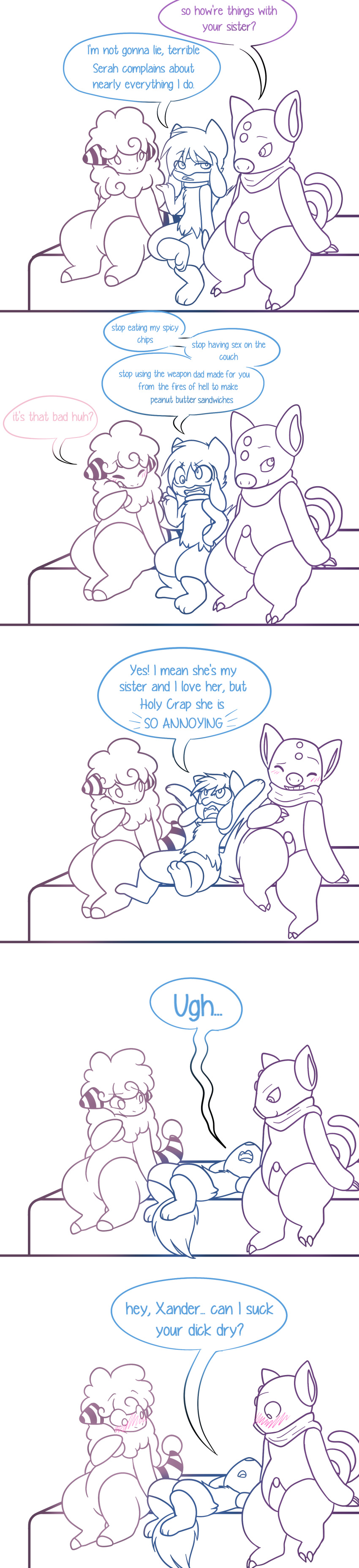 3_toes ? angelskitty blade_(angelskitty) blush comic cute dialogue english_text erection flaaffy fluffy fluffy_tail grumpig male nintendo open_mouth pok&eacute;mon pok&eacute;mon_(species) sketch text toes video_games wide_eyed
