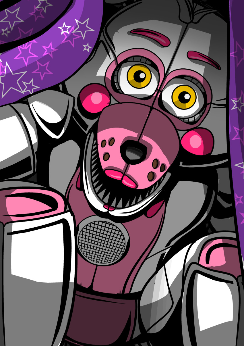 2018 absurd_res animatronic canine digital_media_(artwork) five_nights_at_freddy's fox funtime_foxy_(fnafsl) hi_res machine mammal robot shu_20625 simple_background sister_location video_games
