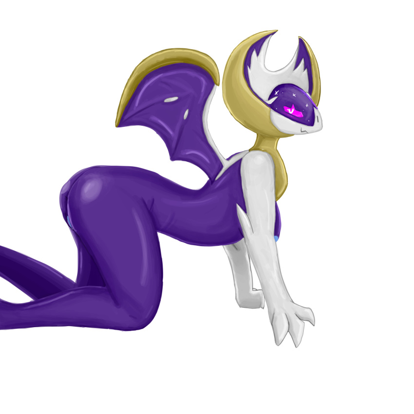 2018 3_fingers absurd_res all_fours anthro areola bat bat_wings bent_over betlv biped blue_areola blue_pussy breasts butt digital_drawing_(artwork) digital_media_(artwork) fangs female hi_res kneeling legendary_pok&eacute;mon lineless looking_back lunala mammal mature_female membranous_wings multicolored_body nintendo nude pink_sclera pok&eacute;mon pok&eacute;mon_(species) pok&eacute;morph presenting presenting_hindquarters purple_body purple_wings pussy shaded side_boob side_view simple_background slight_smile small_wings solo star video_games white_background white_body white_eyes wings yellow_body