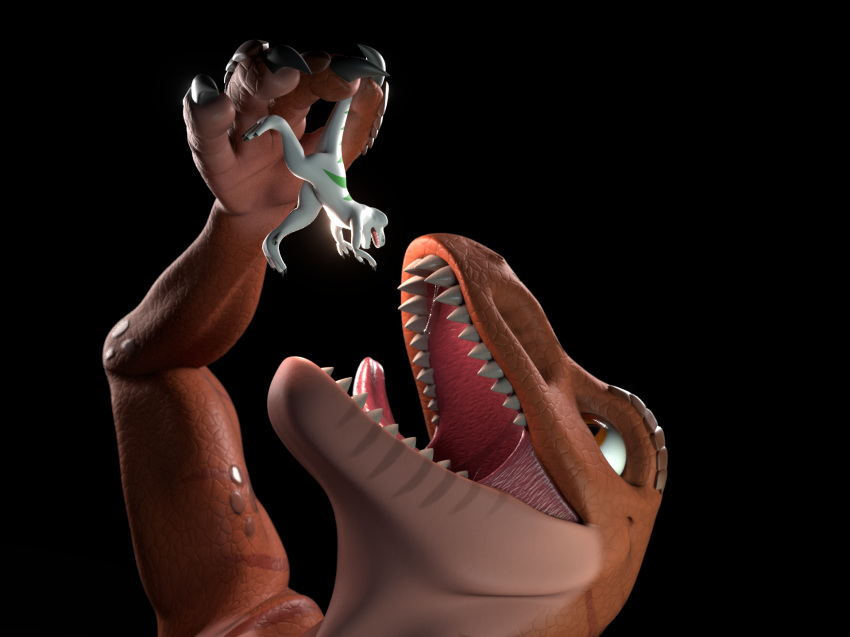 2016 3d_(artwork) anthro blender_(software) digital_media_(artwork) dinosaur doublescale imminent_vore macro micro nevix_(character) raptor saliva scalie teeth theropod vore