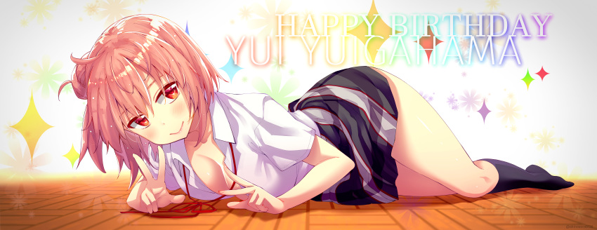 akino_sora cleavage no_bra open_shirt seifuku yahari_ore_no_seishun_lovecome_wa_machigatteiru. yuigahama_yui