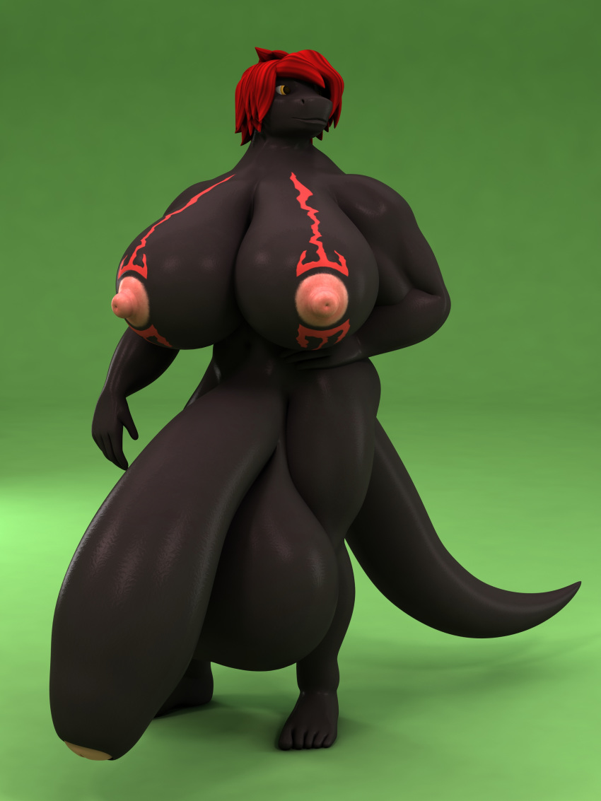 3d_(artwork) anthro anthroanim areola balls big_balls big_breasts breasts dickgirl digital_media_(artwork) hair huge_balls huge_breasts humanoid_penis hyper intersex muscular muscular_dickgirl muscular_intersex nadeena nipples nude penis piercing reptile scalie simple_background snake solo thick_thighs wide_hips