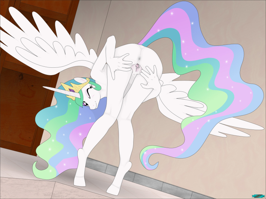 anthro butt equine fab3716 female friendship_is_magic horse invalid_tag mammal my_little_pony nude pony princess_celestia_(mlp) pussy solo spread_pussy spreading