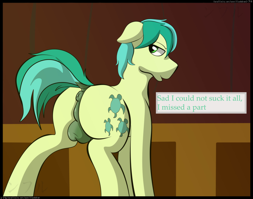 2018 anus balls big_butt butt comic dialogue digital_media_(artwork) english_text equine feral flash_draw friendship_is_magic fur gaming hair horse looking_at_viewer looking_back male male/male mammal my_little_pony nude open_mouth poker pony rear_view sandbar_(mlp) sitting smile solo standing table text