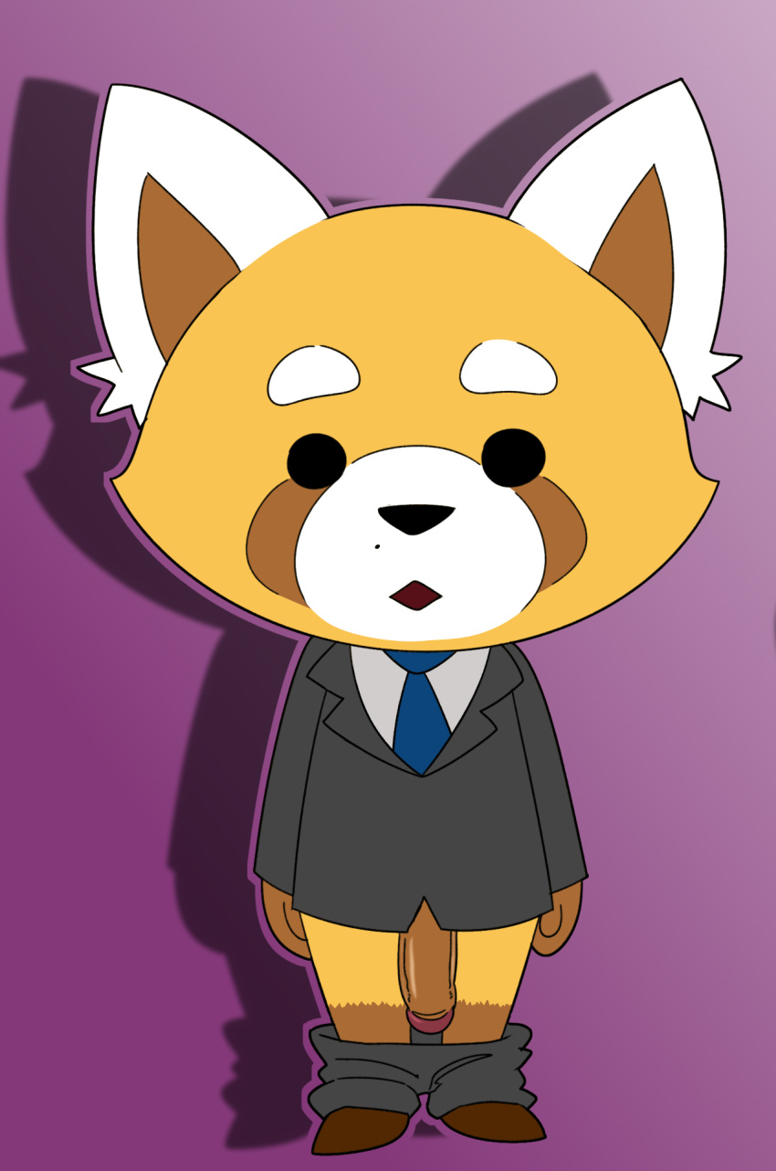 aggressive_retsuko clothed clothing jerseydevil male mammal pants_down partially_clothed penis red_panda resasuke