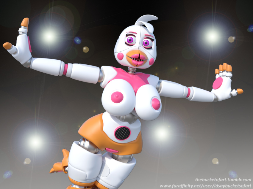 3d_(artwork) animatronic avian bird chicken clothing digital_media_(artwork) five_nights_at_freddy's footwear freddy_fazbear's_pizzeria_simulator funtime_chica_(fnaf) high_heels idsaybucketsofart machine robot shoes solo ultimate_custom_night video_games