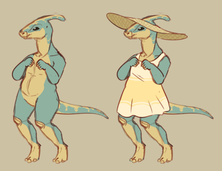 dinosaur papaengie parasaurolophus reptile scalie sundress